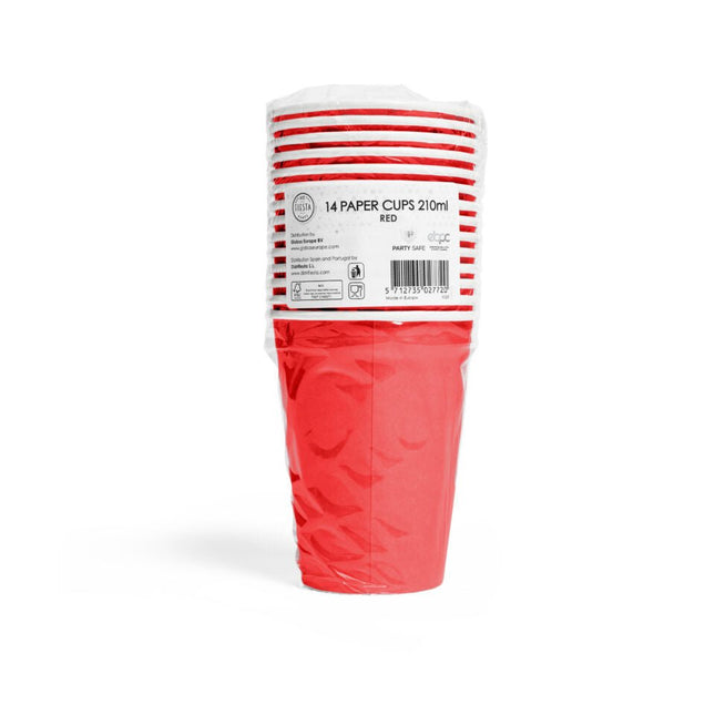 Rode Bekers Papier 210ml 14st van WeFiesta koop je bij Partywinkel