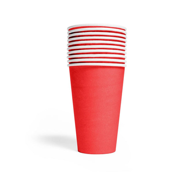 Rode Bekers Papier 350ml 10st van WeFiesta koop je bij Partywinkel