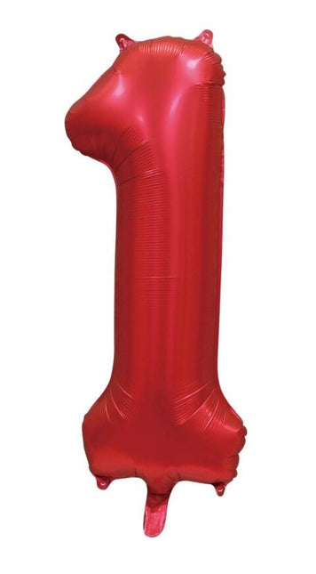 Rode Cijfer Ballon 1 Jaar Glans 86cm van WeFiesta koop je bij Partywinkel