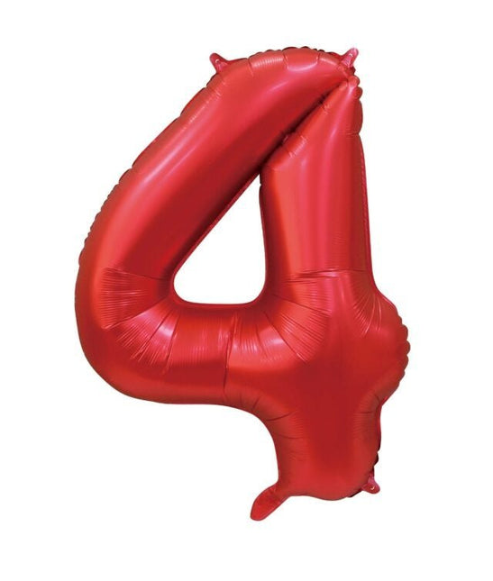 Rode Cijfer Ballon 4 Jaar Glans 86cm van WeFiesta koop je bij Partywinkel