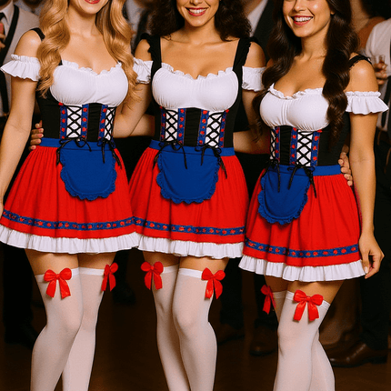 Rode Dirndl Jurk Oktoberfest Anna van Partychimp koop je bij Partywinkel