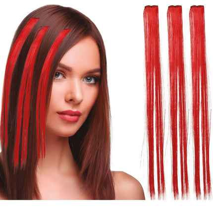 Rode Hair Extension 50cm 3st van Fiestas Guirca koop je bij Partywinkel