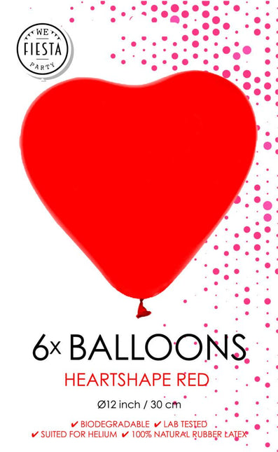 Rode Hartjes Ballonnen 30cm 6st van WeFiesta koop je bij Partywinkel