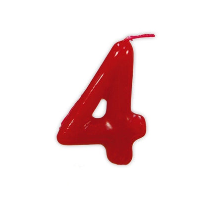 Rode Kaars 4 Jaar 5,5cm van Fiestas Guirca koop je bij Partywinkel