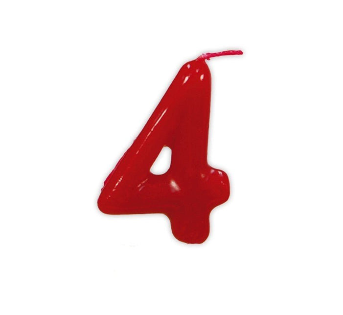 Rode Kaars 4 Jaar 5,5cm van Fiestas Guirca koop je bij Partywinkel