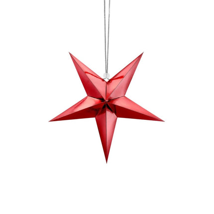 Rode Lampion Ster 30cm van Partydeco koop je bij Partywinkel