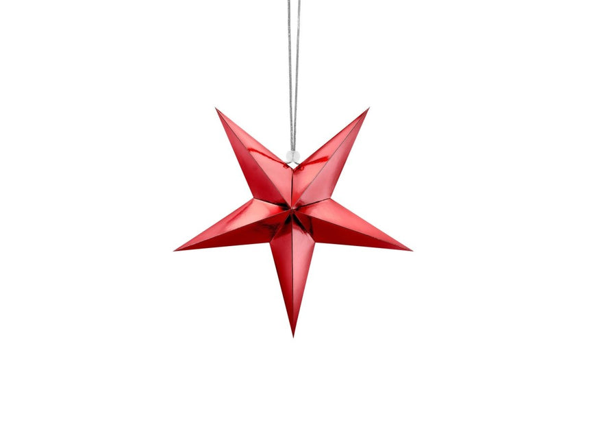 Rode Lampion Ster 30cm van Partydeco koop je bij Partywinkel