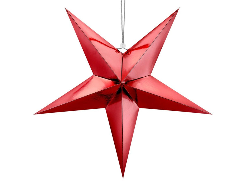 Rode Lampion Ster 70cm van Partydeco koop je bij Partywinkel