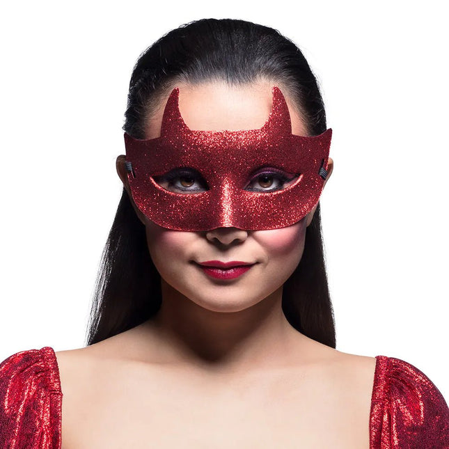 Rode Oogmasker Duivel Glitter van Boland koop je bij Partywinkel