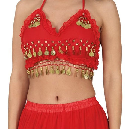 Rode Top Dames Gouden Munten van Fiestas Guirca koop je bij Partywinkel