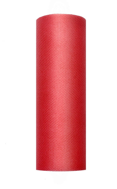 Rode Tule Rol 15cm 9m van Partydeco koop je bij Partywinkel
