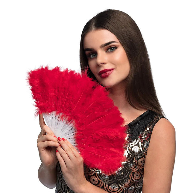 Rode Waaier 23cm van Boland koop je bij Partywinkel
