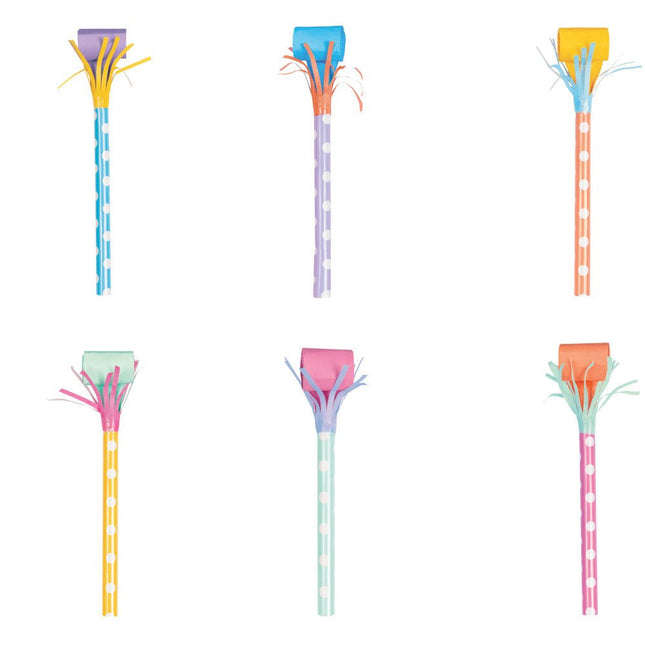 Roltongen Pastel 14,3cm 6st van Unique koop je bij Partywinkel
