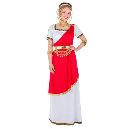 Romeinse Jurk Rood Wit Dames van Boland koop je bij Partywinkel