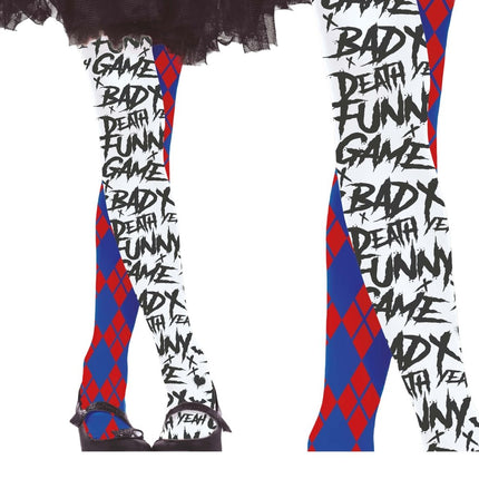 Rood Blauwe Halloween Legging Harley Quin Kind van Fiestas Guirca koop je bij Partywinkel
