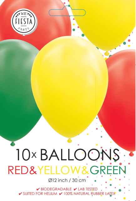 Rood Geel Groene Ballonnen 30cm 10st van WeFiesta koop je bij Partywinkel