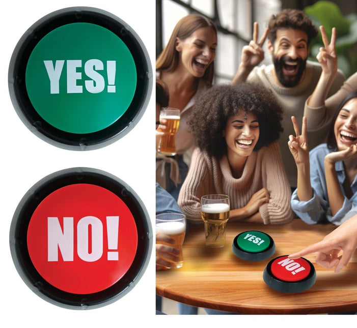 Rood Groene Button Yes! No! 9cm 2st van Fiestas Guirca koop je bij Partywinkel