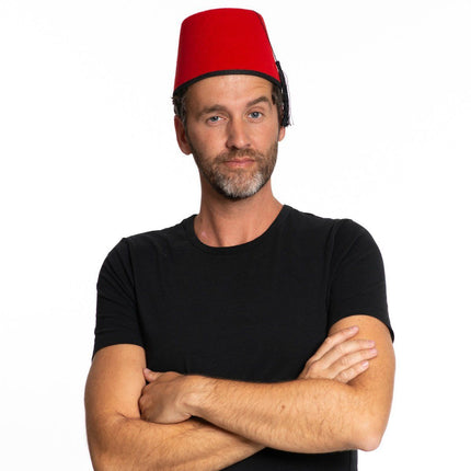 Rood Hoed Fez van Partychimp koop je bij Partywinkel