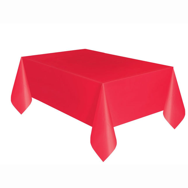 Rood Tafelkleed Plastic 2,74m van Unique koop je bij Partywinkel