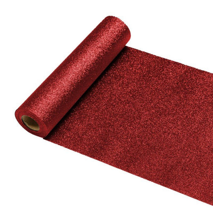 Rood Tafelloper Glitter 5m van CHAKS koop je bij Partywinkel