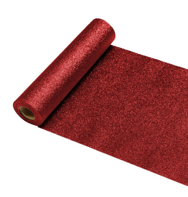 Rood Tafelloper Glitter 5m van CHAKS koop je bij Partywinkel