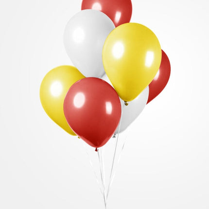 Rood Wit Gele Ballonnen 30cm 10st van WeFiesta koop je bij Partywinkel