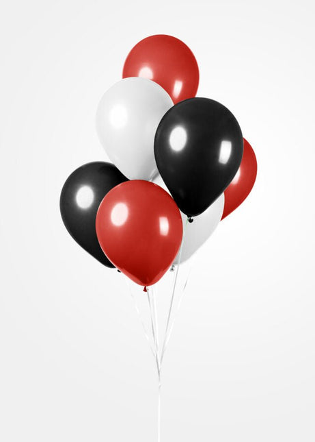 Rood Wit Zwarte Ballonnen 30cm 10st van WeFiesta koop je bij Partywinkel