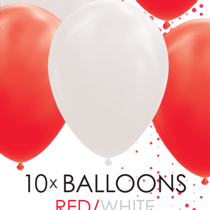Rood Witte Ballonnen 30cm 10st van WeFiesta koop je bij Partywinkel