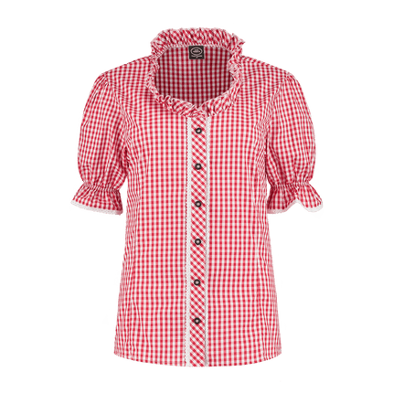 Rood Witte Blouse Dames Geruit van Haus Huberts koop je bij Partywinkel