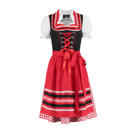Rood Witte Dirndl Jurk Oktoberfest Dames Geruit van Haus Huberts koop je bij Partywinkel