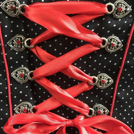 Rood Witte Dirndl Jurk Oktoberfest Dames Geruit van Haus Huberts koop je bij Partywinkel