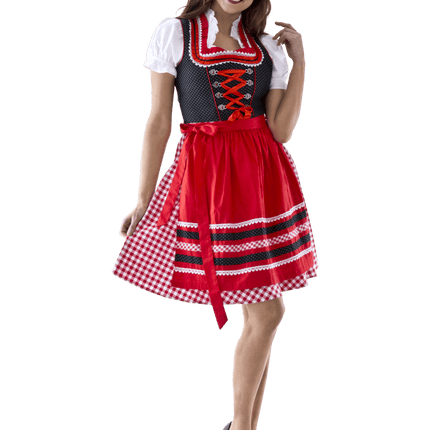 Rood Witte Dirndl Jurk Oktoberfest Dames Geruit van Haus Huberts koop je bij Partywinkel