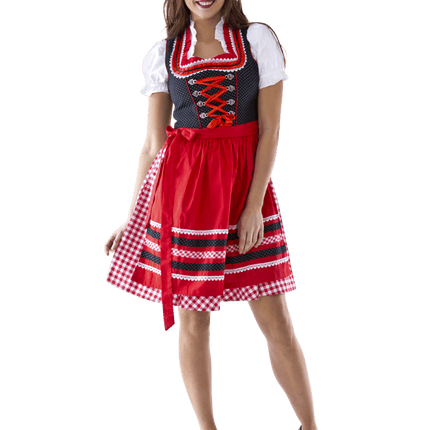 Rood Witte Dirndl Jurk Oktoberfest Dames Geruit van Haus Huberts koop je bij Partywinkel