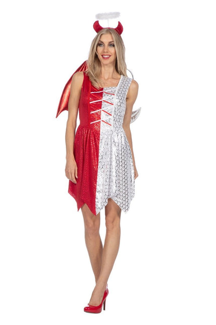 Rood Witte Jurk Dames Duivel En Engel van Wilbers & Wilbers koop je bij Partywinkel
