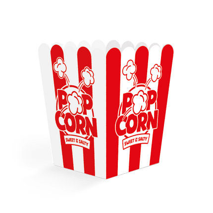 Rood Witte Popcorn Bakjes 10,5cm 8st van WeFiesta koop je bij Partywinkel