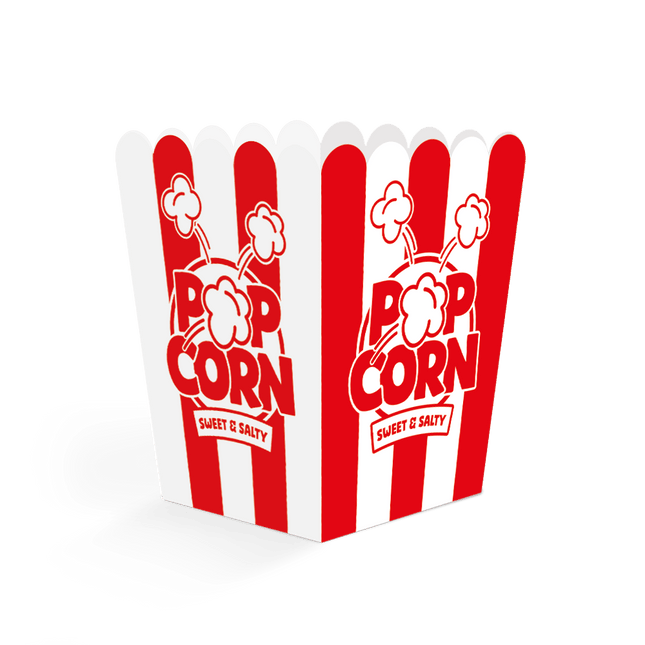 Rood Witte Popcorn Bakjes 10,5cm 8st van WeFiesta koop je bij Partywinkel