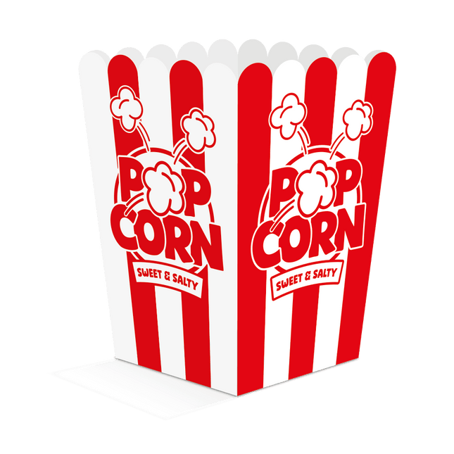 Rood Witte Popcorn Bakjes 18cm 8st van WeFiesta koop je bij Partywinkel