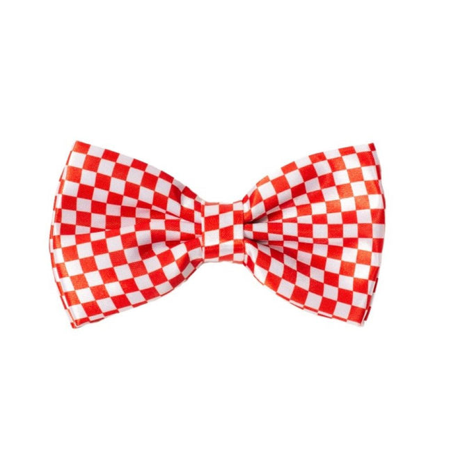 Rood Witte Strik Geblokt 2,5cm van Partychimp koop je bij Partywinkel