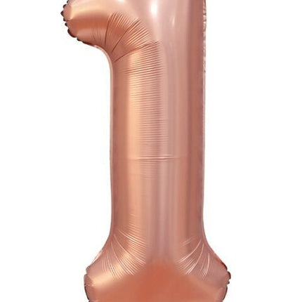 Rose Goud Cijfer Ballon 1 Jaar Glans 86cm van WeFiesta koop je bij Partywinkel