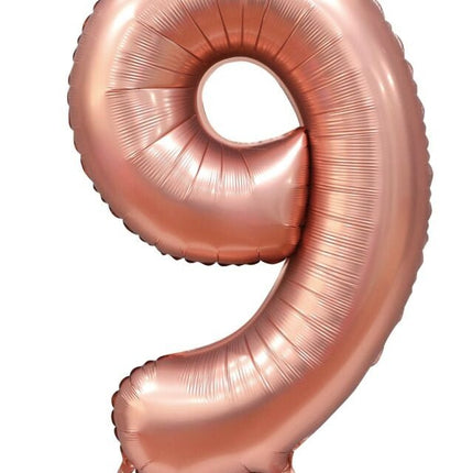Rose Goud Cijfer Ballon 9 Jaar Glans 86cm van WeFiesta koop je bij Partywinkel