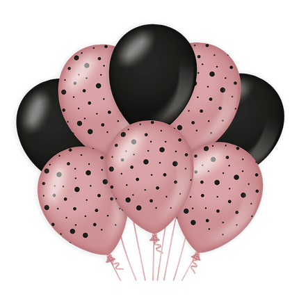 Rose Goud Zwarte Ballonnen 30cm 6st van Paper Dreams koop je bij Partywinkel