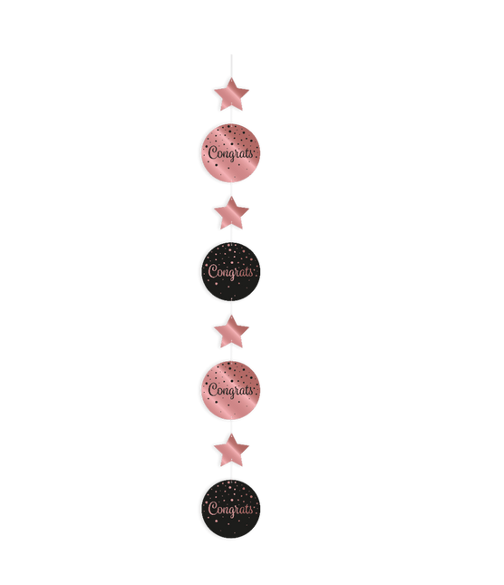 Rose Goud Zwarte Hangdecoratie Congrats 1,2m van Paper Dreams koop je bij Partywinkel
