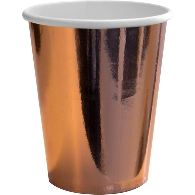 Rose Gouden Bekers Metallic Karton 250ml 8st van Folat koop je bij Partywinkel