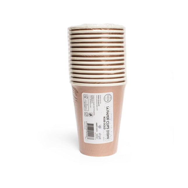 Rose Gouden Bekers Papier 210ml 14st van WeFiesta koop je bij Partywinkel