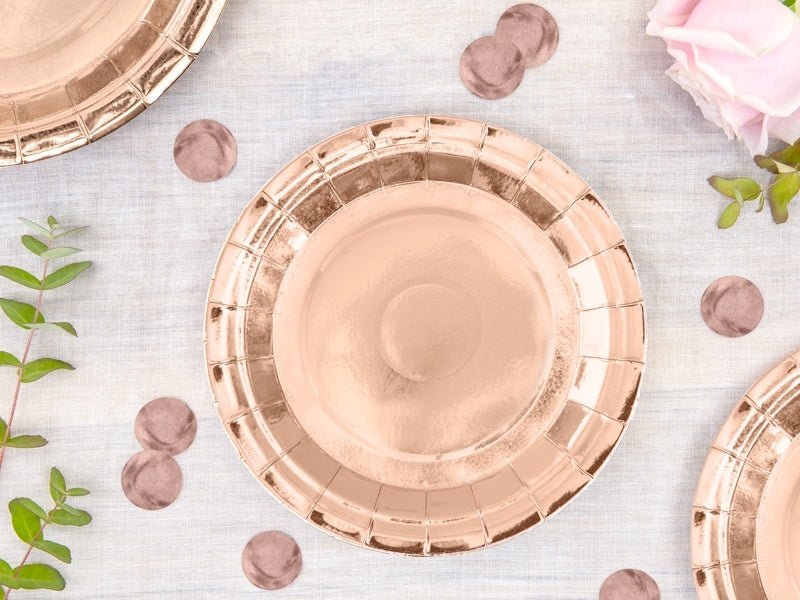 Rose Gouden Bordjes Karton 18cm 6st van Partydeco koop je bij Partywinkel