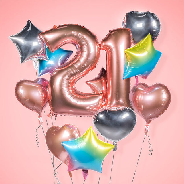 Rose Gouden Cijfer Ballon 4 Jaar 86cm van Boland koop je bij Partywinkel