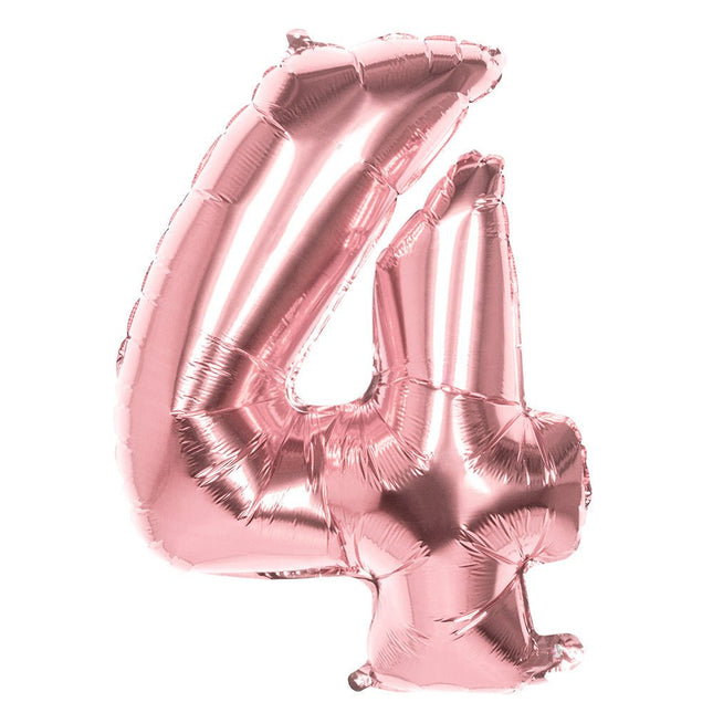 Rose Gouden Cijfer Ballon 4 Jaar 86cm van Boland koop je bij Partywinkel