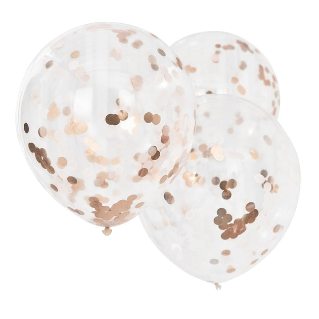 Rose Gouden Confetti Ballonnen 61cm 3st van Ginger Ray koop je bij Partywinkel
