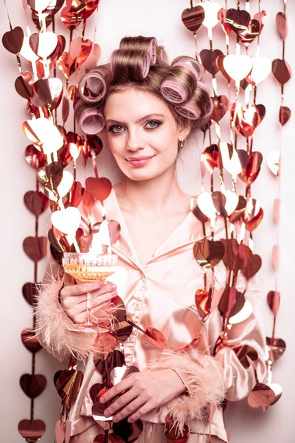 Rose gouden Deurgordijn Hartjes 2,45m van Partydeco koop je bij Partywinkel