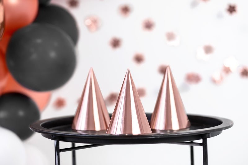Rose Gouden Feesthoedjes 16cm 6st van Partydeco koop je bij Partywinkel